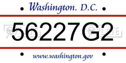 56227G2 District Of Columbia License Plate