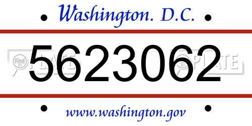 5623062 District Of Columbia License Plate