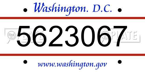 5623067 District Of Columbia License Plate