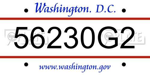 56230G2 District Of Columbia License Plate