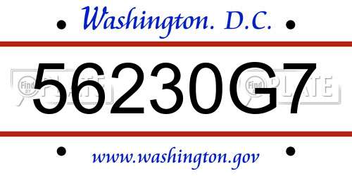 56230G7 District Of Columbia License Plate
