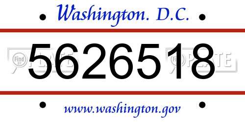5626518 District Of Columbia License Plate