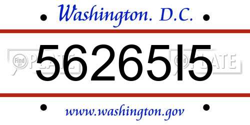 56265I5 District Of Columbia License Plate