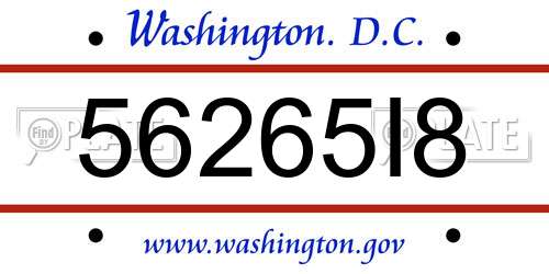 56265I8 District Of Columbia License Plate