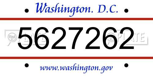 5627262 District Of Columbia License Plate