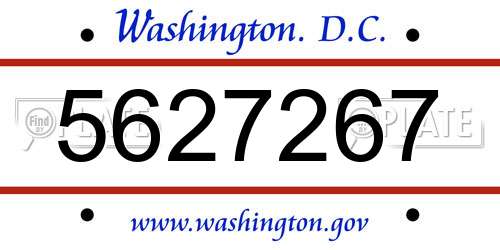 5627267 District Of Columbia License Plate