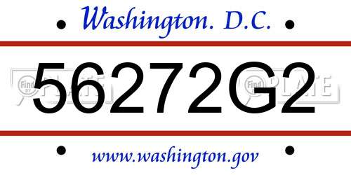 56272G2 District Of Columbia License Plate