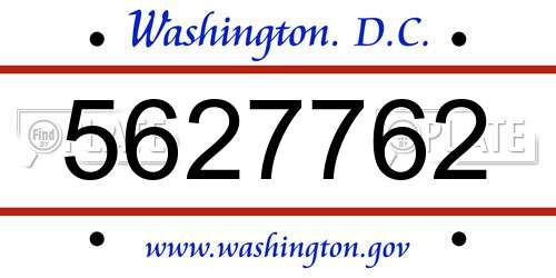 5627762 District Of Columbia License Plate
