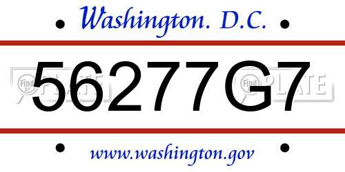 56277G7 District Of Columbia License Plate