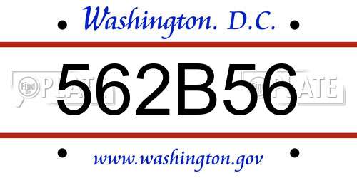 562B56 District Of Columbia License Plate
