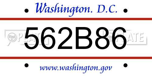562B86 District Of Columbia License Plate