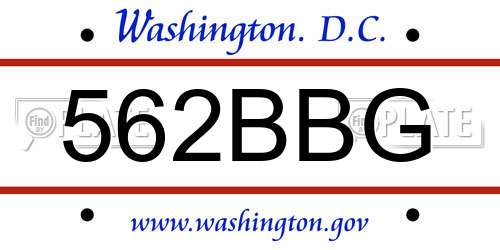 562BBG District Of Columbia License Plate