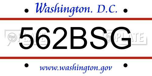 562BSG District Of Columbia License Plate
