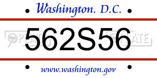 562S56 District Of Columbia License Plate