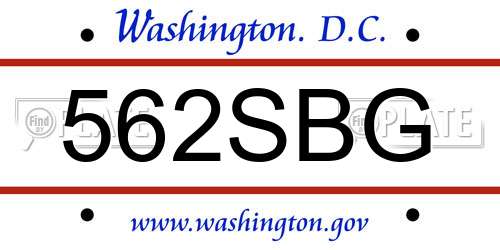 562SBG District Of Columbia License Plate