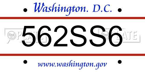 562SS6 District Of Columbia License Plate