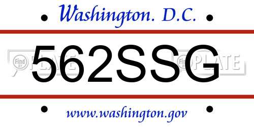 562SSG District Of Columbia License Plate