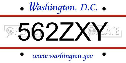 562ZXY District Of Columbia License Plate