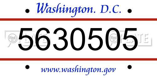 5630505 District Of Columbia License Plate