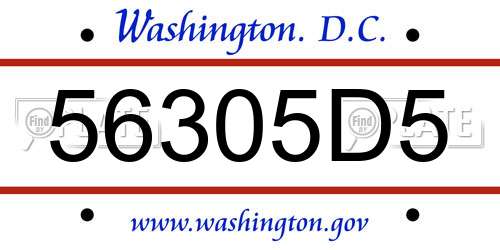 56305D5 District Of Columbia License Plate