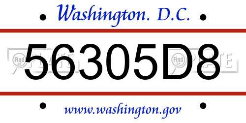 56305D8 District Of Columbia License Plate