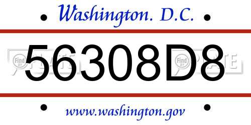 56308D8 District Of Columbia License Plate