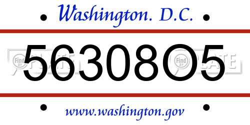 56308O5 District Of Columbia License Plate