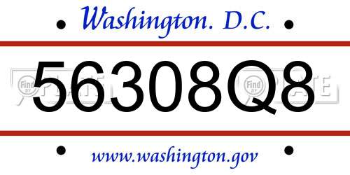 56308Q8 District Of Columbia License Plate