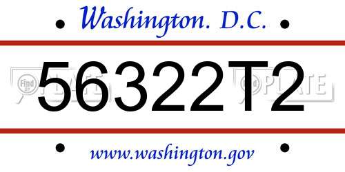 56322T2 District Of Columbia License Plate