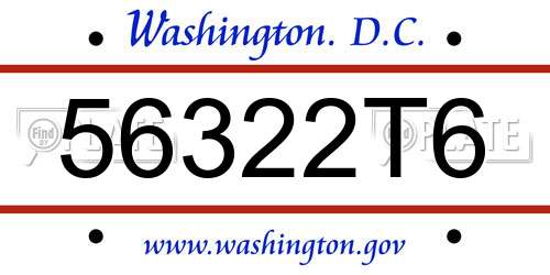 56322T6 District Of Columbia License Plate