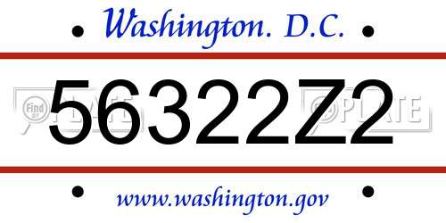 56322Z2 District Of Columbia License Plate