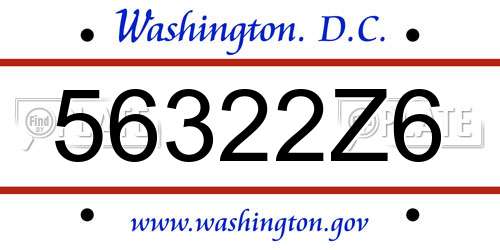 56322Z6 District Of Columbia License Plate