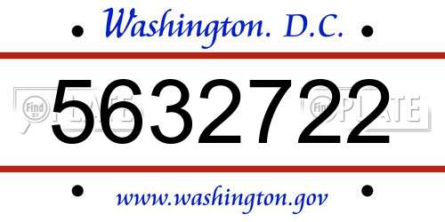 5632722 District Of Columbia License Plate