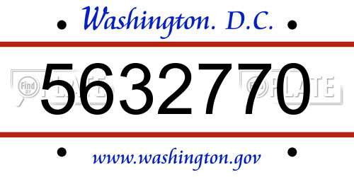 5632770 District Of Columbia License Plate