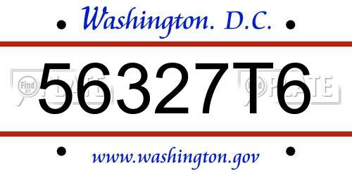 56327T6 District Of Columbia License Plate