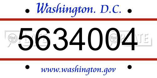 5634004 District Of Columbia License Plate