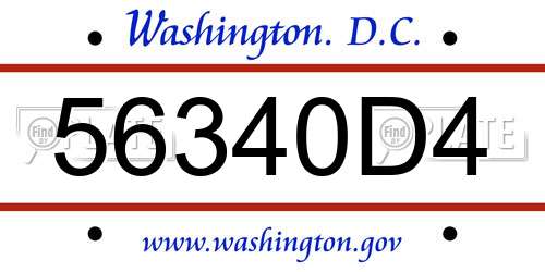56340D4 District Of Columbia License Plate
