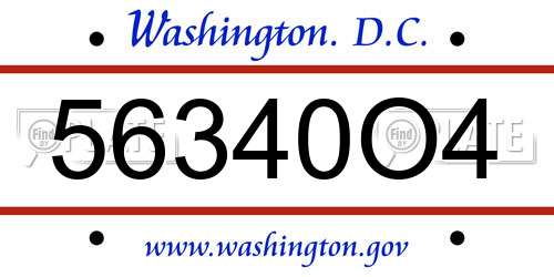 56340O4 District Of Columbia License Plate