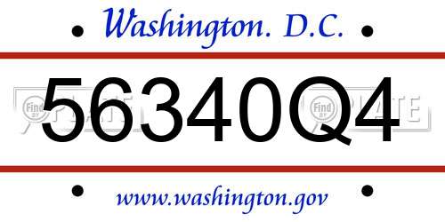 56340Q4 District Of Columbia License Plate