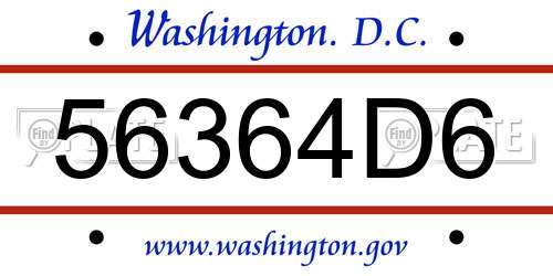 56364D6 District Of Columbia License Plate