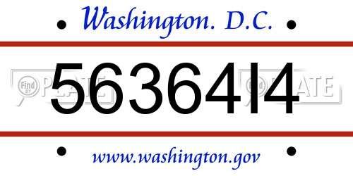 56364I4 District Of Columbia License Plate