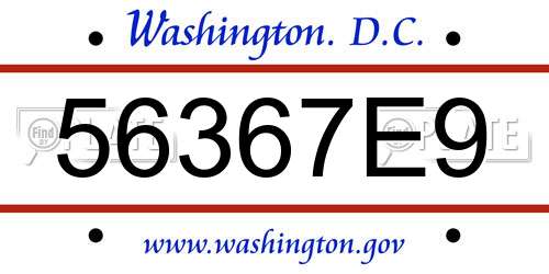 56367E9 District Of Columbia License Plate