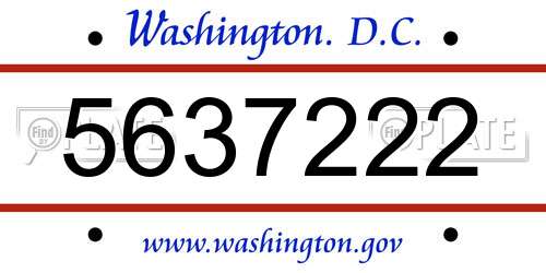5637222 District Of Columbia License Plate