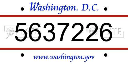 5637226 District Of Columbia License Plate