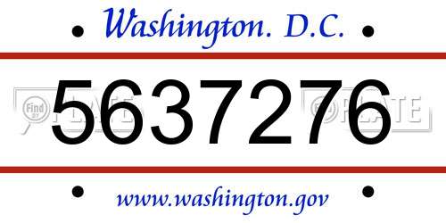 5637276 District Of Columbia License Plate