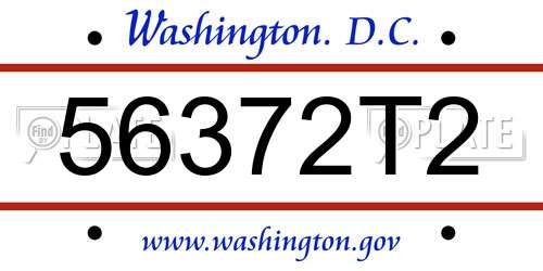 56372T2 District Of Columbia License Plate