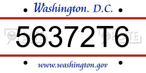 56372T6 District Of Columbia License Plate