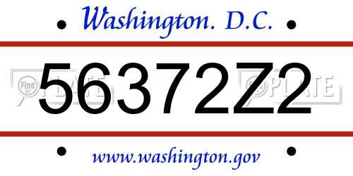 56372Z2 District Of Columbia License Plate