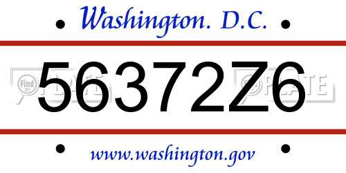 56372Z6 District Of Columbia License Plate