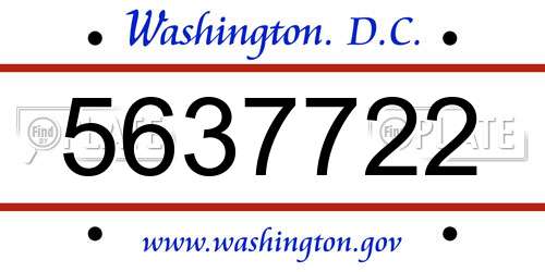 5637722 District Of Columbia License Plate
